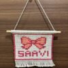 Personalised Bow & Name Pixel Wall Hanging