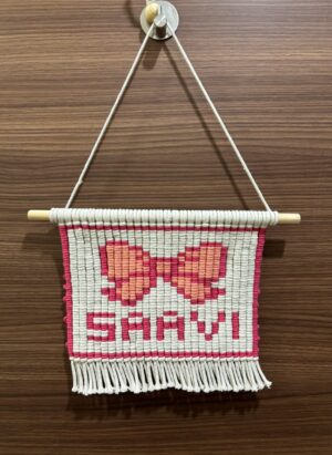 Personalised Bow & Name Pixel Wall Hanging